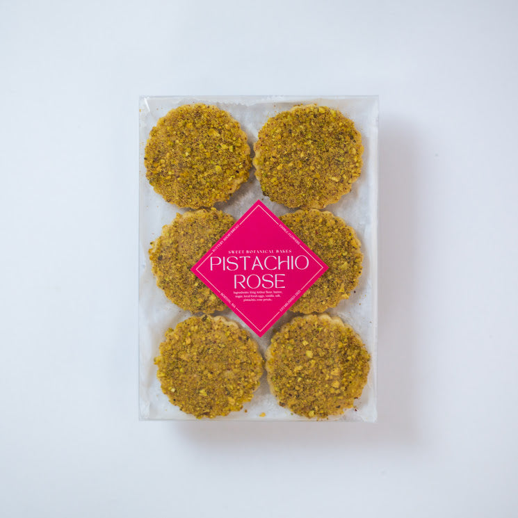 Pistachio Rose Shortbread Cookies