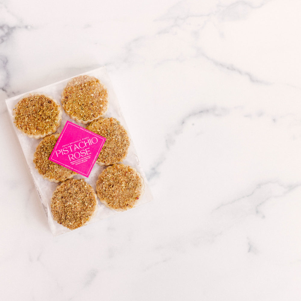 Pistachio Rose Shortbread Cookies