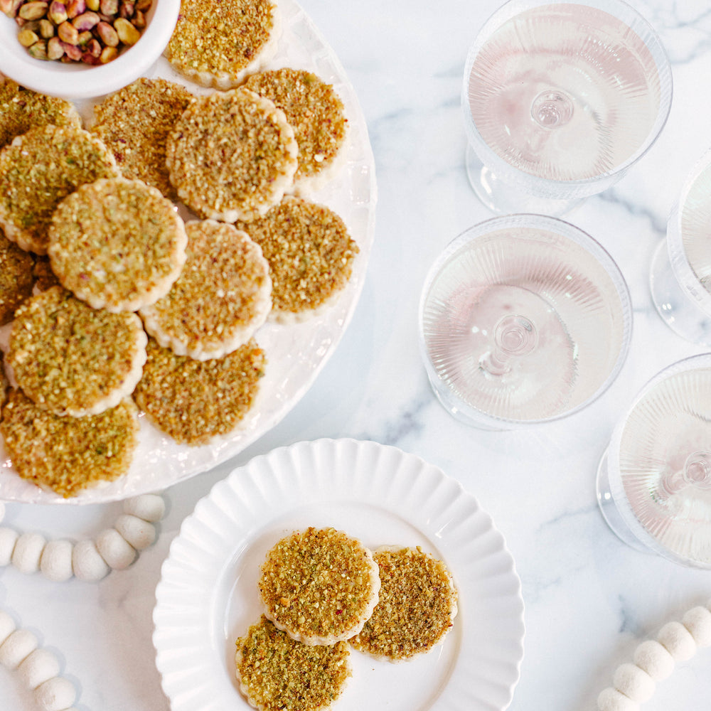 Pistachio Rose Shortbread Cookies