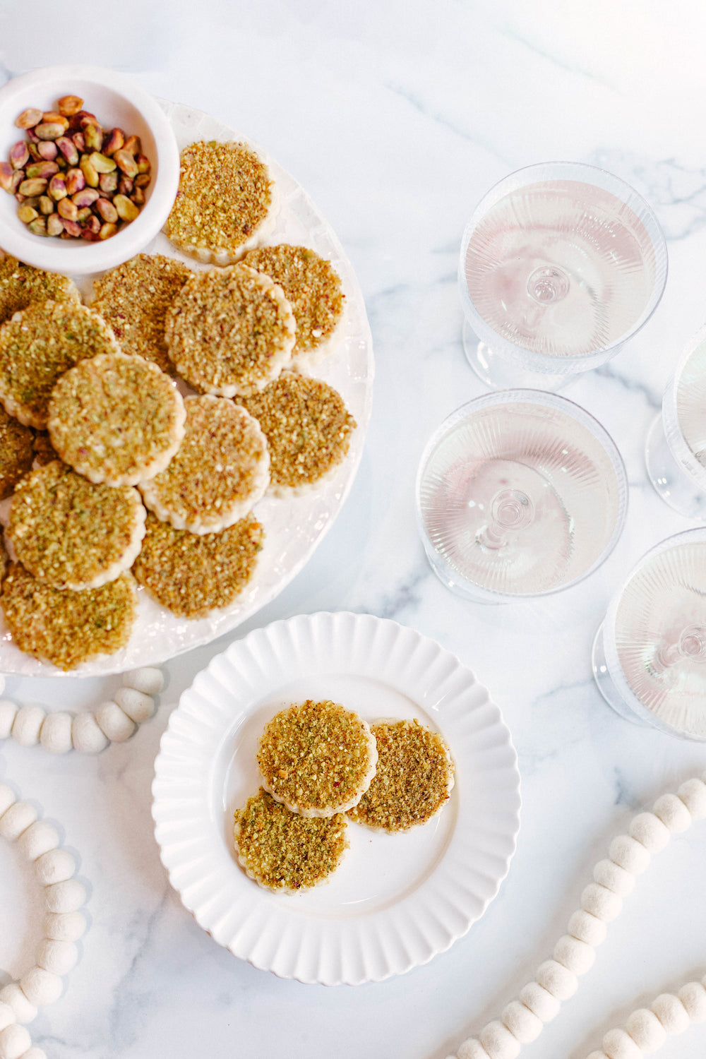 Pistachio Rose Shortbread Cookies